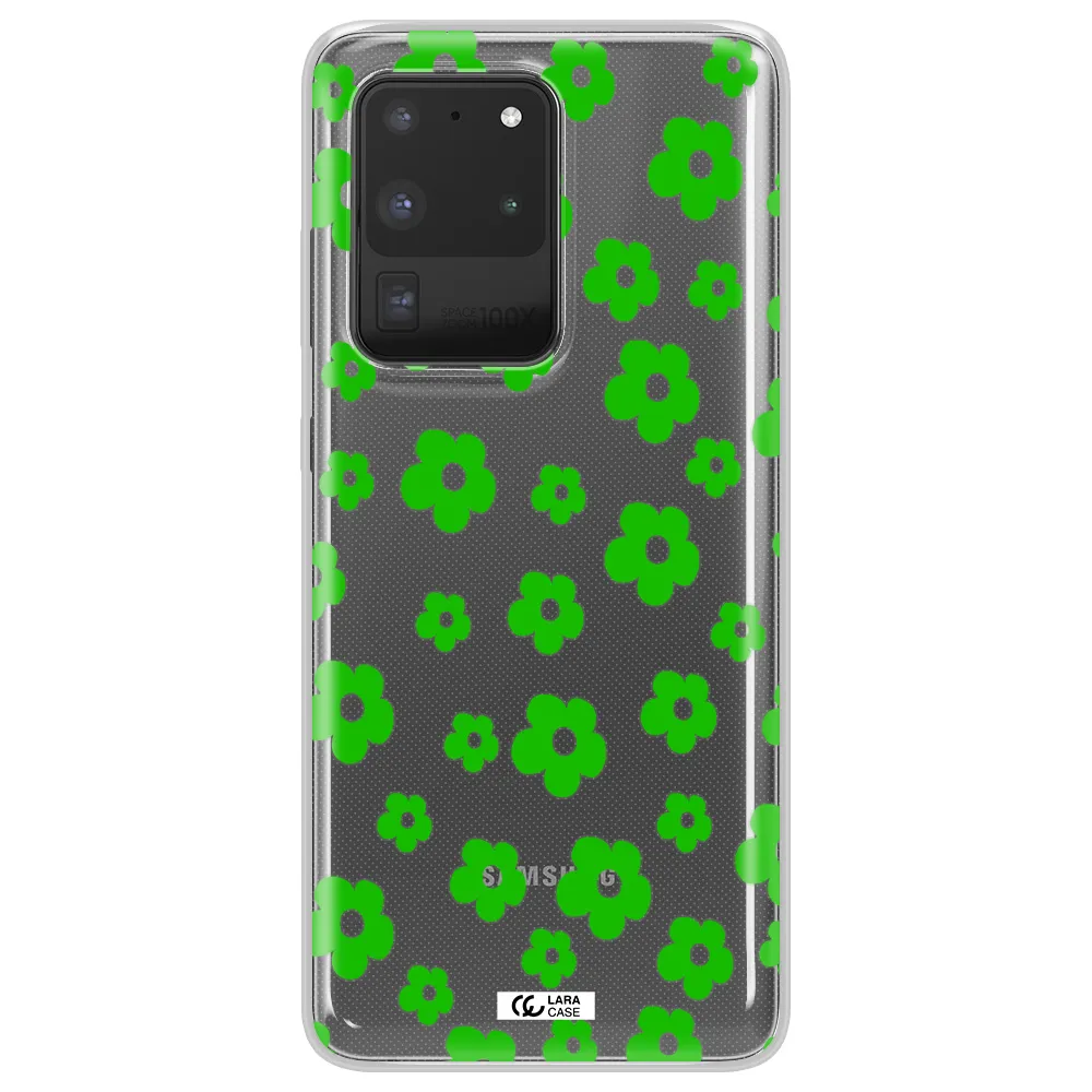 Five Petal Green Flower Samsung S20 Ultra Clear TPU Case