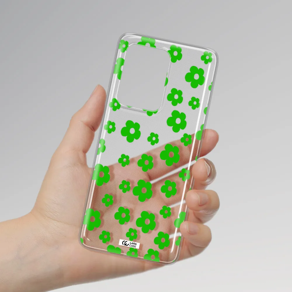 Five Petal Green Flower Samsung S20 Ultra Clear TPU Case