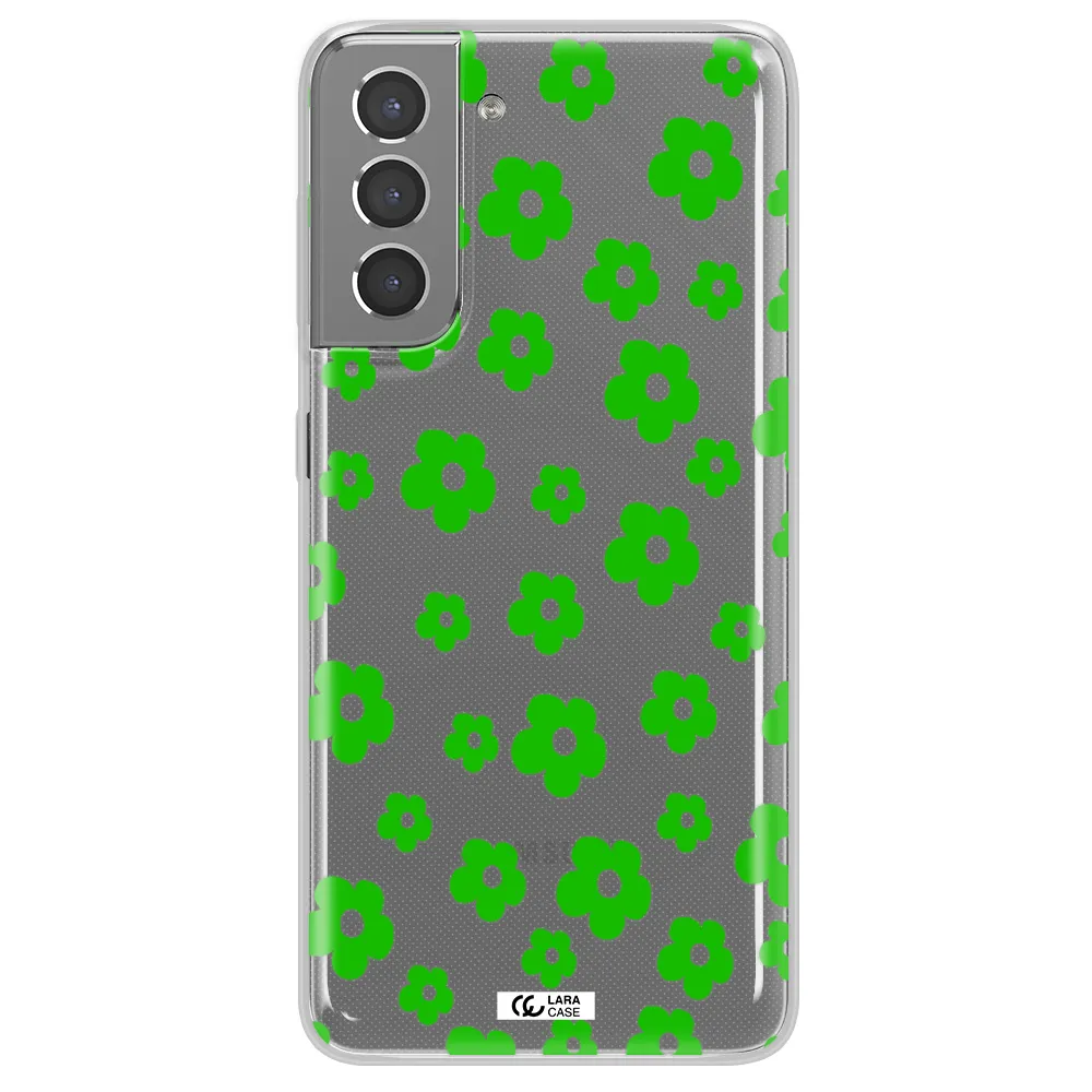 Five Petal Green Flower Samsung S21 Clear TPU Case