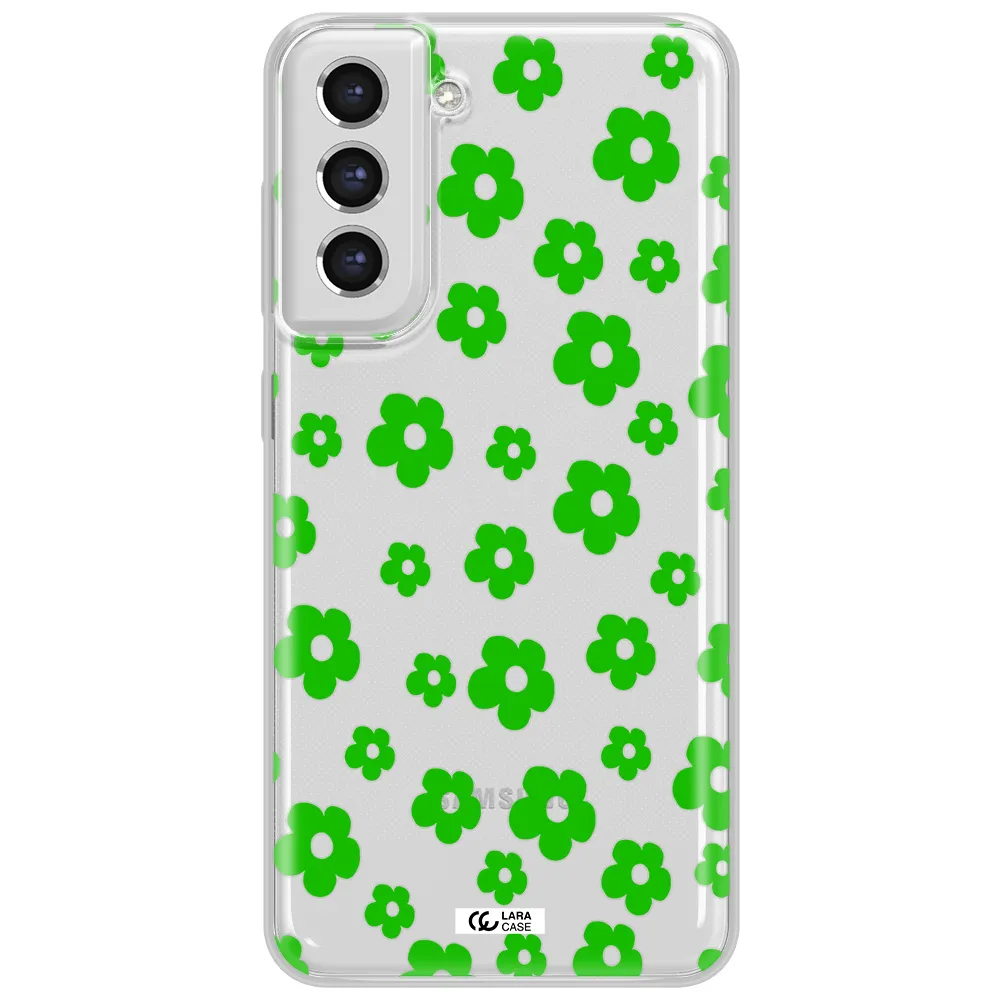 Five Petal Green Flower Samsung S21 Fe Clear Tpu Case