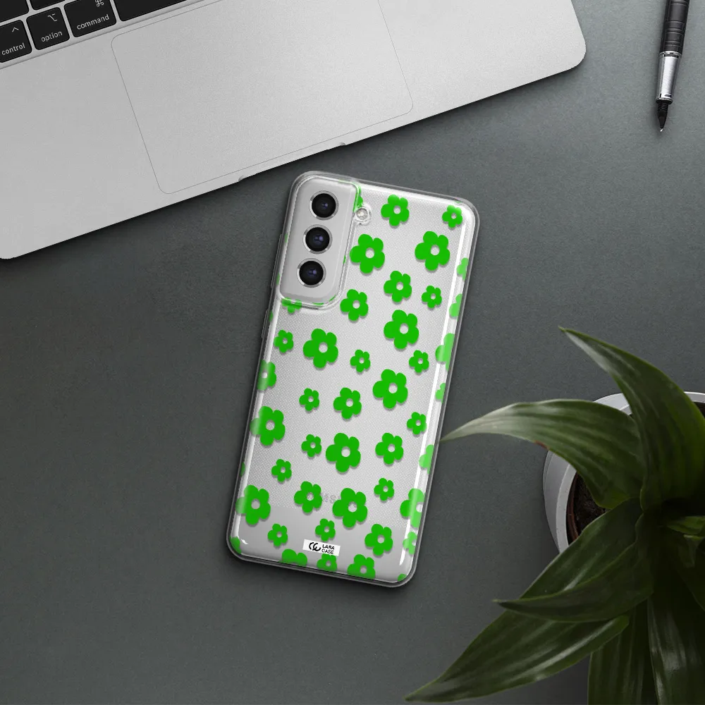 Five Petal Green Flower Samsung S21 Fe Clear Tpu Case