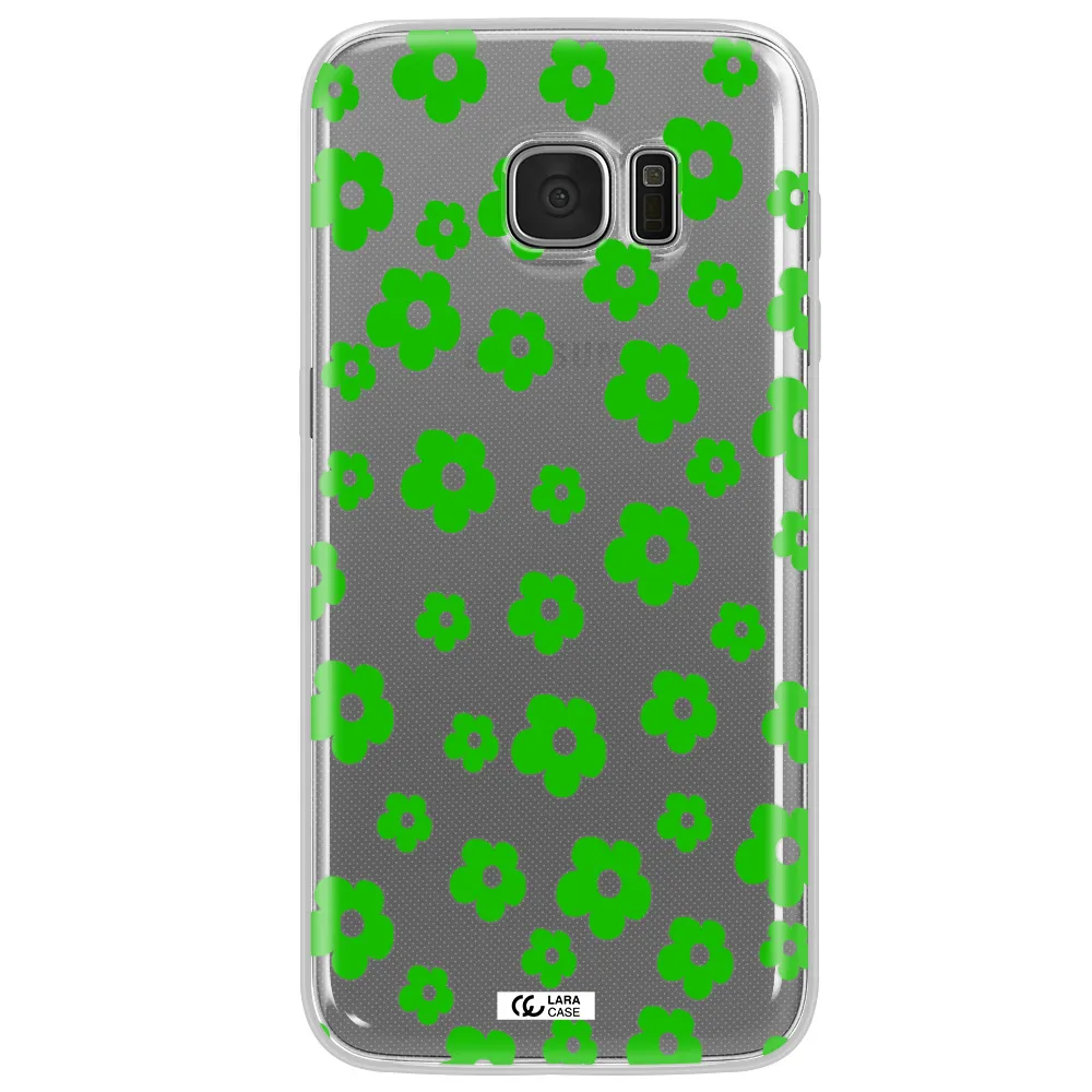 Five Petal Green Flower Samsung S7 Edge Clear TPU Case