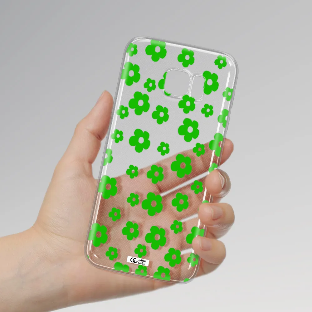 Five Petal Green Flower Samsung S7 Edge Clear TPU Case