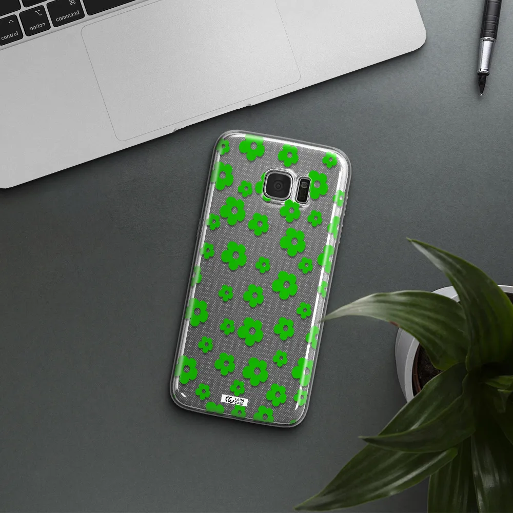 Five Petal Green Flower Samsung S7 Edge Clear TPU Case