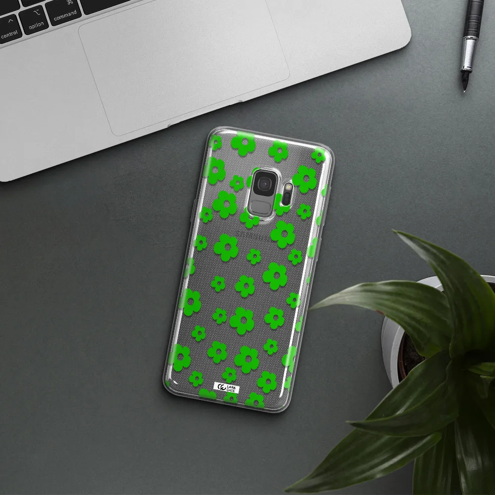 Five Petal Green Flower Samsung S9 Clear TPU Case