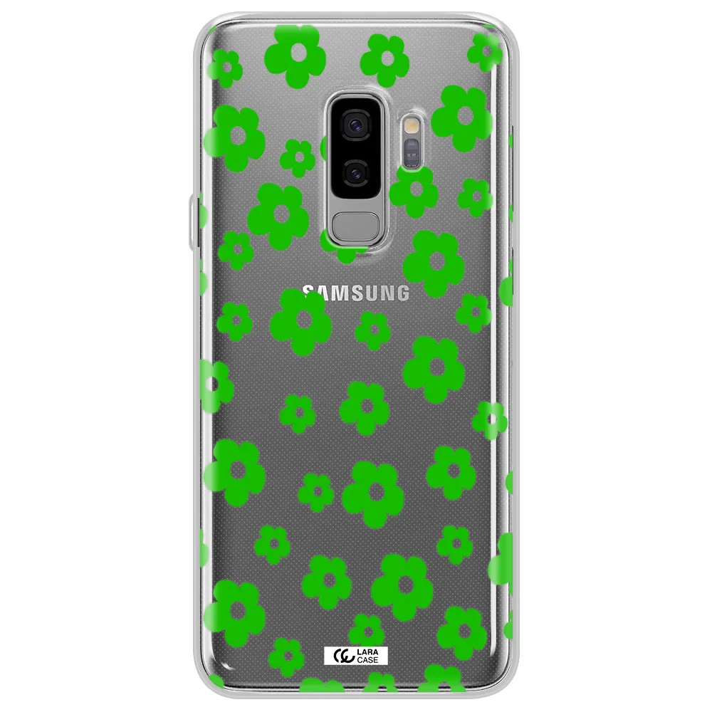 Five Petal Green Flower Samsung S9 Plus Clear TPU Case