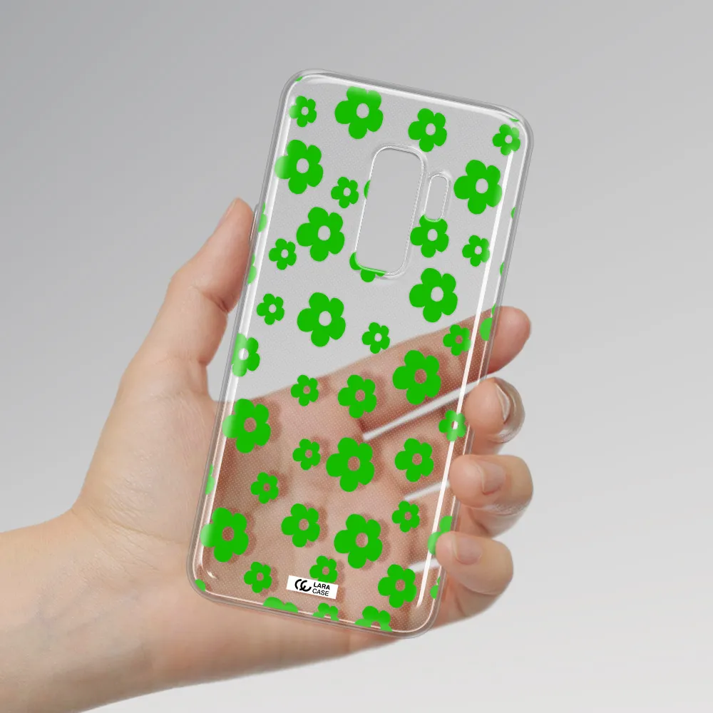 Five Petal Green Flower Samsung S9 Plus Clear TPU Case