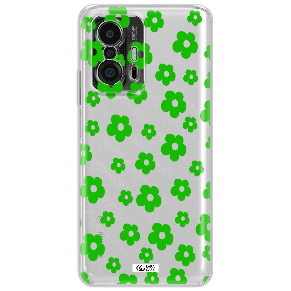 Five Petal Green Flower Xiaomi 11T Clear Tpu Case