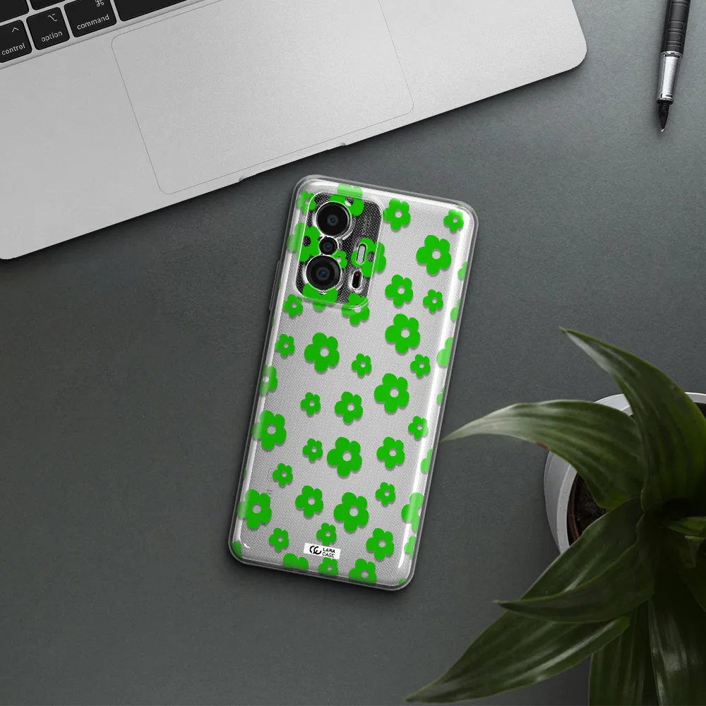Five Petal Green Flower Xiaomi 11T Clear Tpu Case
