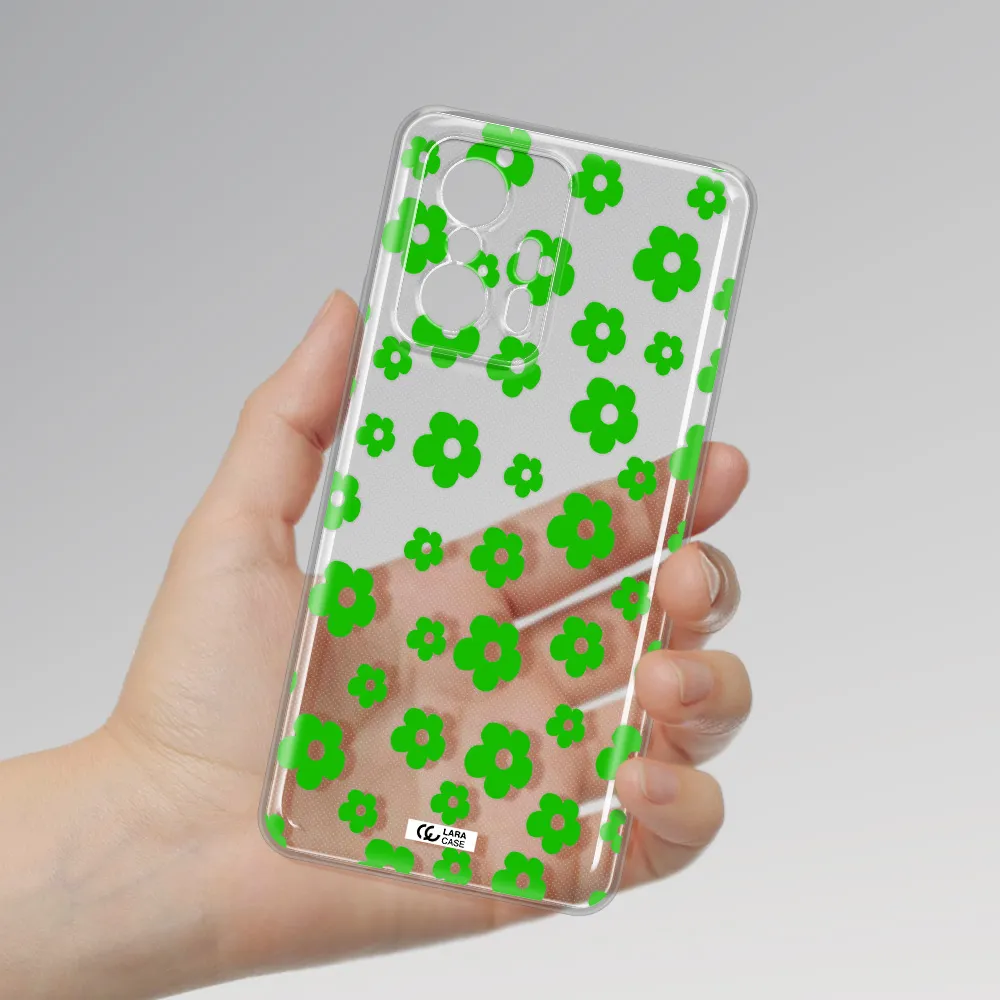 Five Petal Green Flower Xiaomi 11T Pro Clear Tpu Case