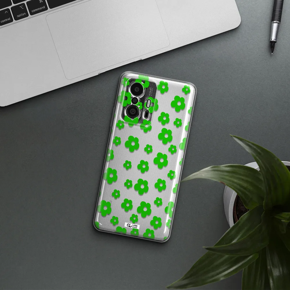 Five Petal Green Flower Xiaomi 11T Pro Clear Tpu Case
