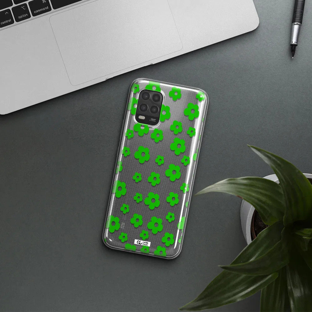 Five Petal Green Flower Xiaomi Mi 10 Lite Clear TPU Case