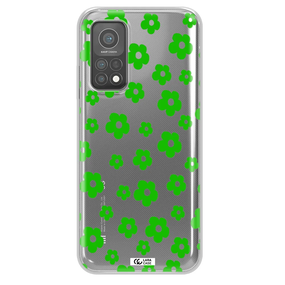 Five Petal Green Flower Xiaomi Mi 10 T Pro Clear TPU Case