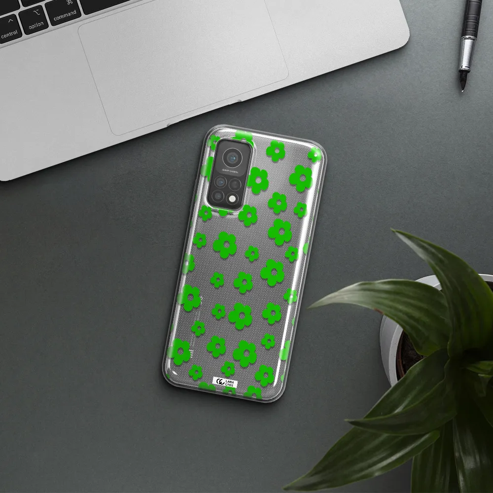 Five Petal Green Flower Xiaomi Mi 10 T Pro Clear TPU Case