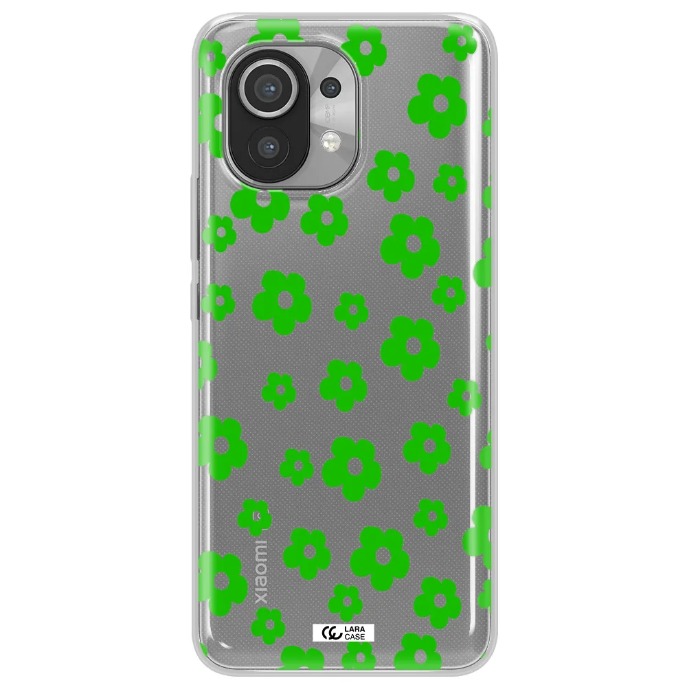 Five Petal Green Flower Xiaomi Mi 11 Clear TPU Case