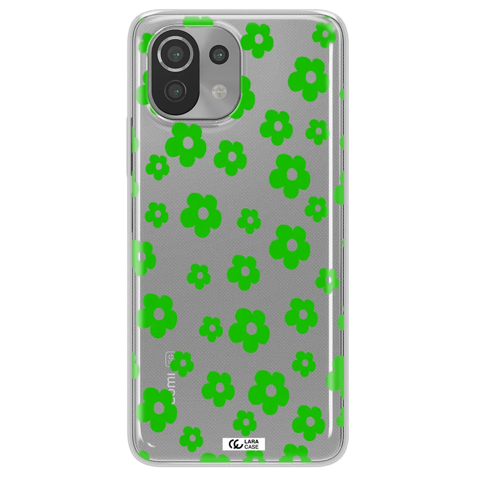 Five Petal Green Flower Xiaomi Mi 11 Lite Clear TPU Case