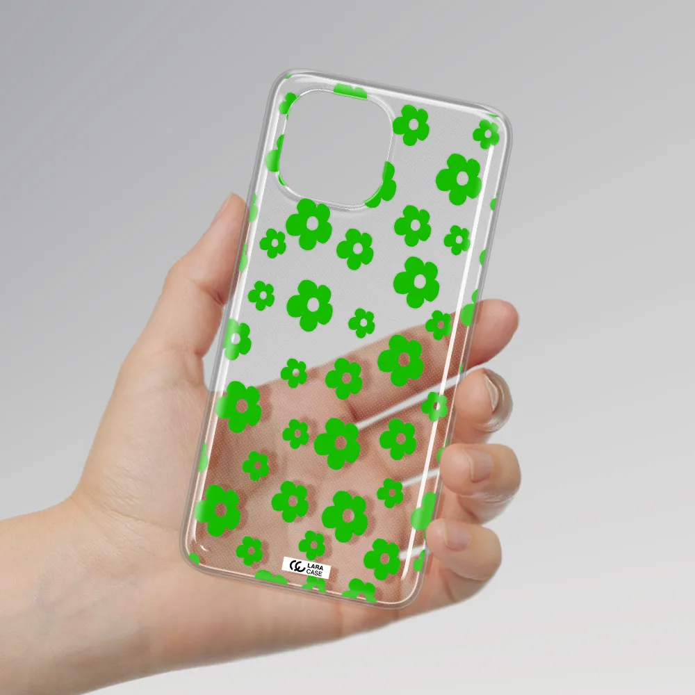Five Petal Green Flower Xiaomi Mi 11 Lite Clear TPU Case