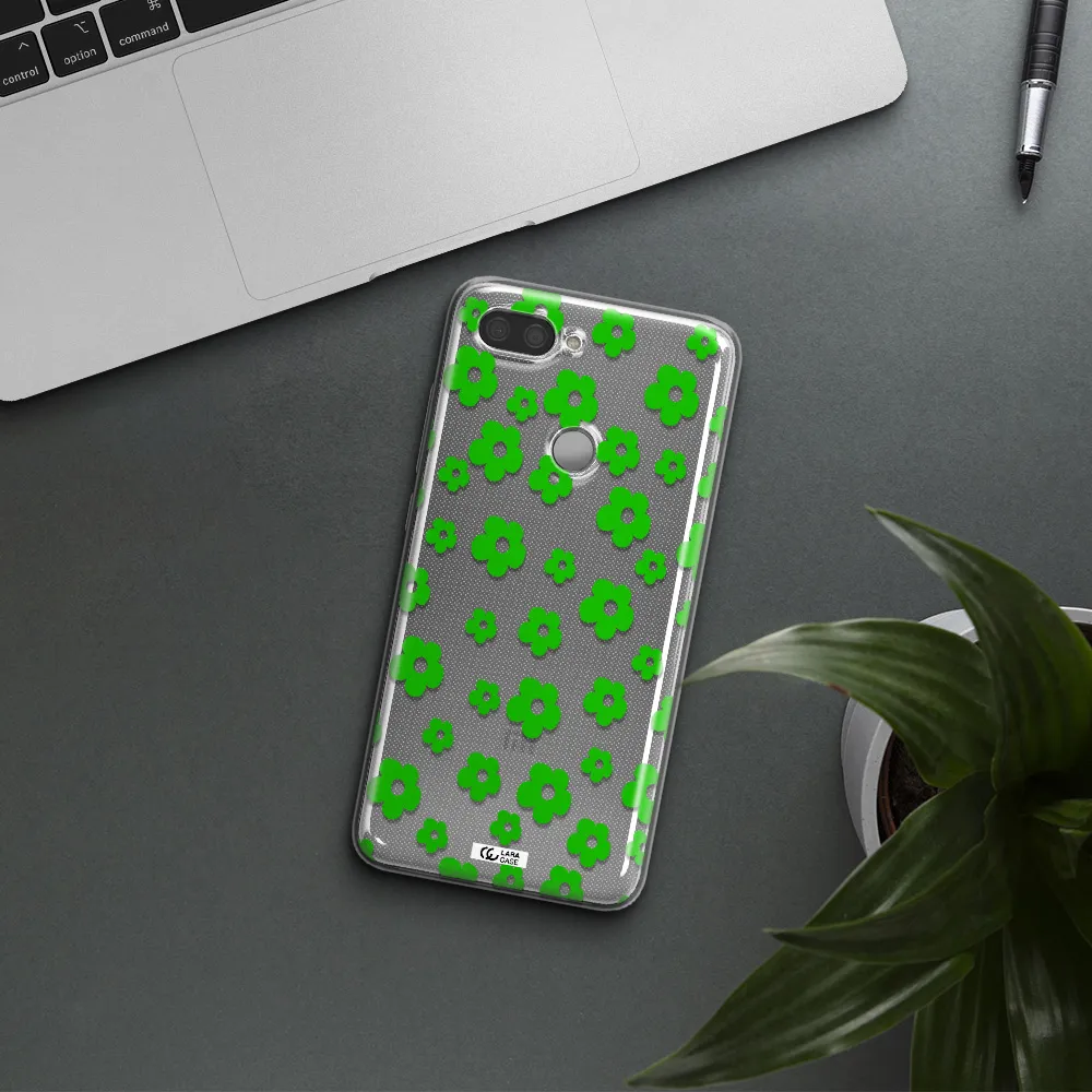 Five Petal Green Flower Xiaomi Mi 8 Lite Clear TPU Case