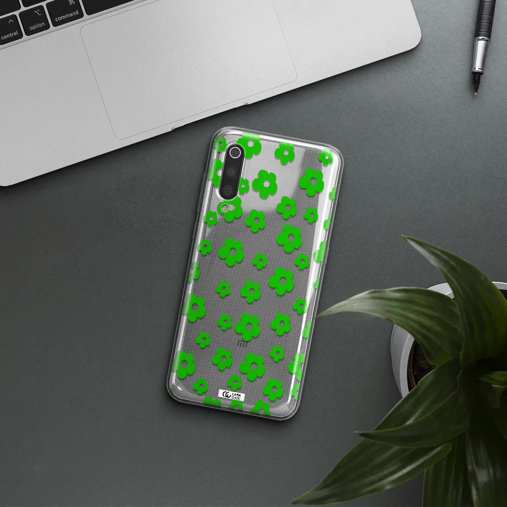 Five Petal Green Flower Xiaomi Mi 9 Clear TPU Case