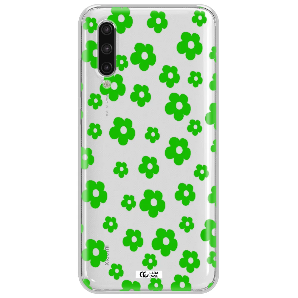 Five Petal Green Flower Xiaomi Mi 9 Lite Clear Tpu Case