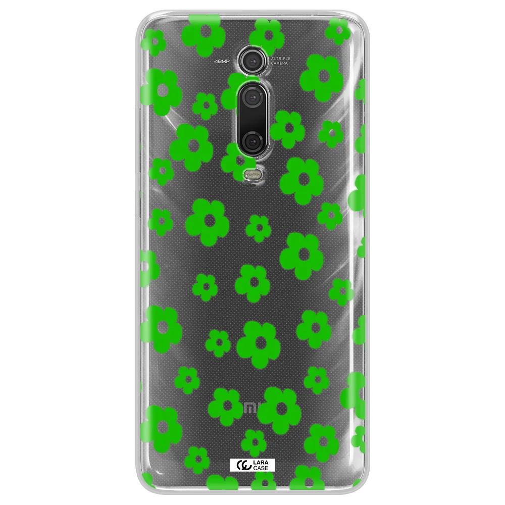 Five Petal Green Flower Xiaomi Mi 9T Clear TPU Case
