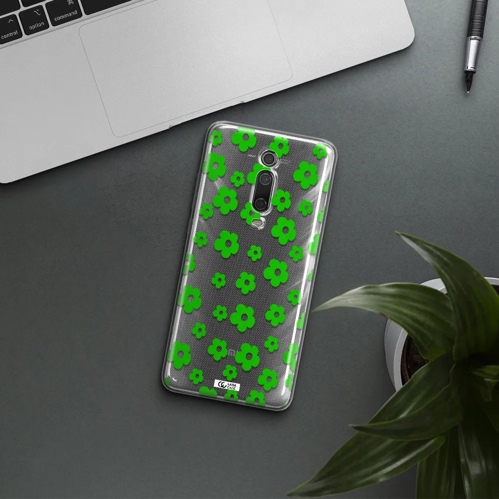Five Petal Green Flower Xiaomi Mi 9T Clear TPU Case