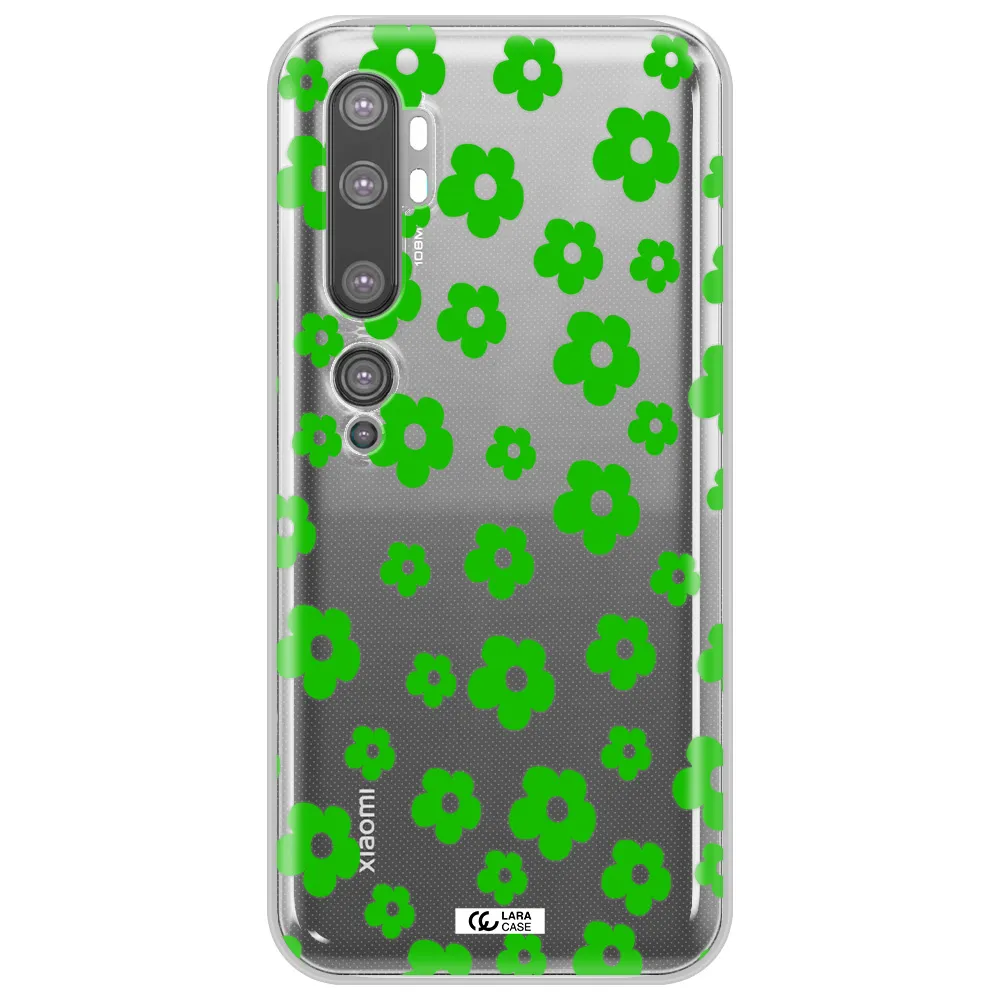 Five Petal Green Flower Xiaomi Mi Note 10 Clear TPU Case