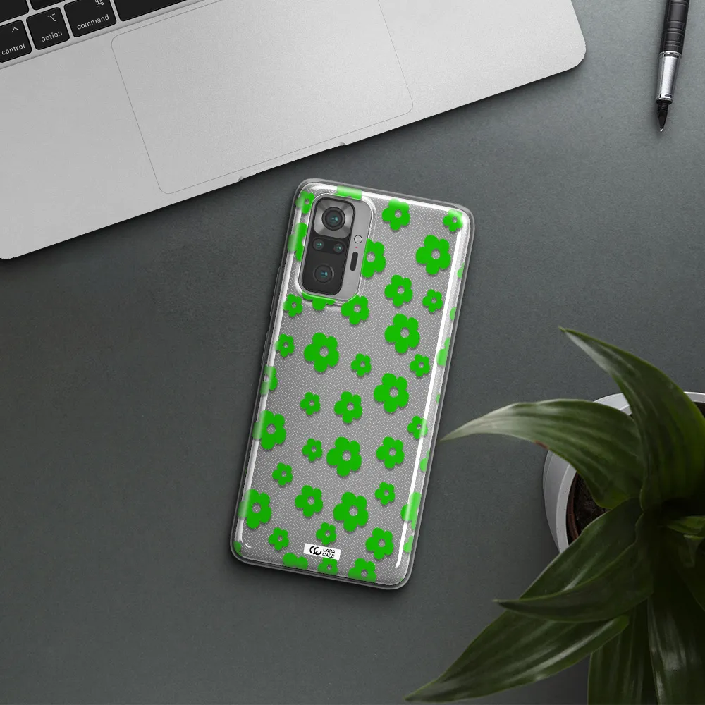 Five Petal Green Flower Xiaomi Note 10 Pro Clear TPU Case