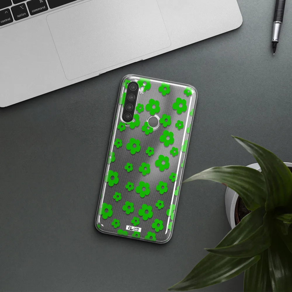 Five Petal Green Flower Xiaomi Note 8 Clear TPU Case