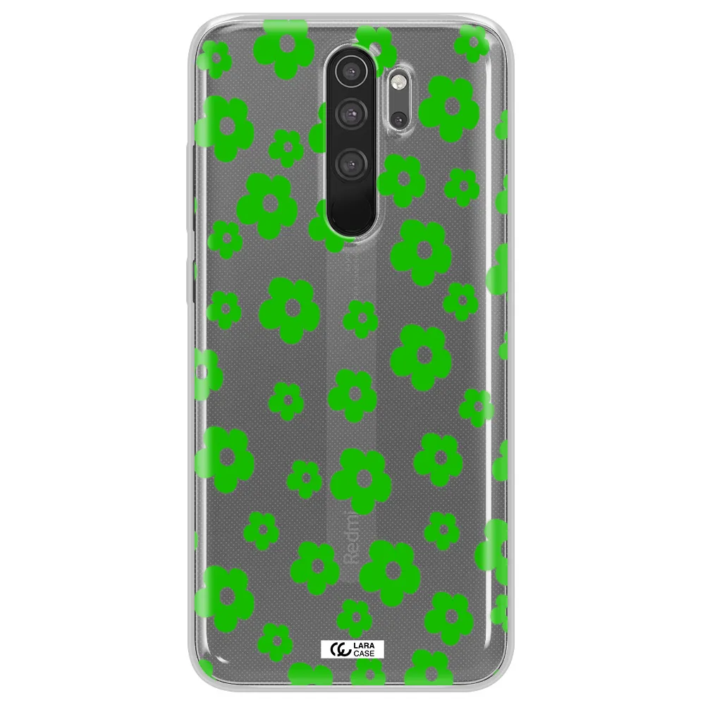 Five Petal Green Flower Xiaomi Note 8 Pro Clear TPU Case