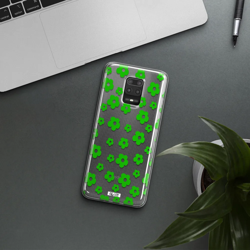 Five Petal Green Flower Xiaomi Note 9S Clear TPU Case