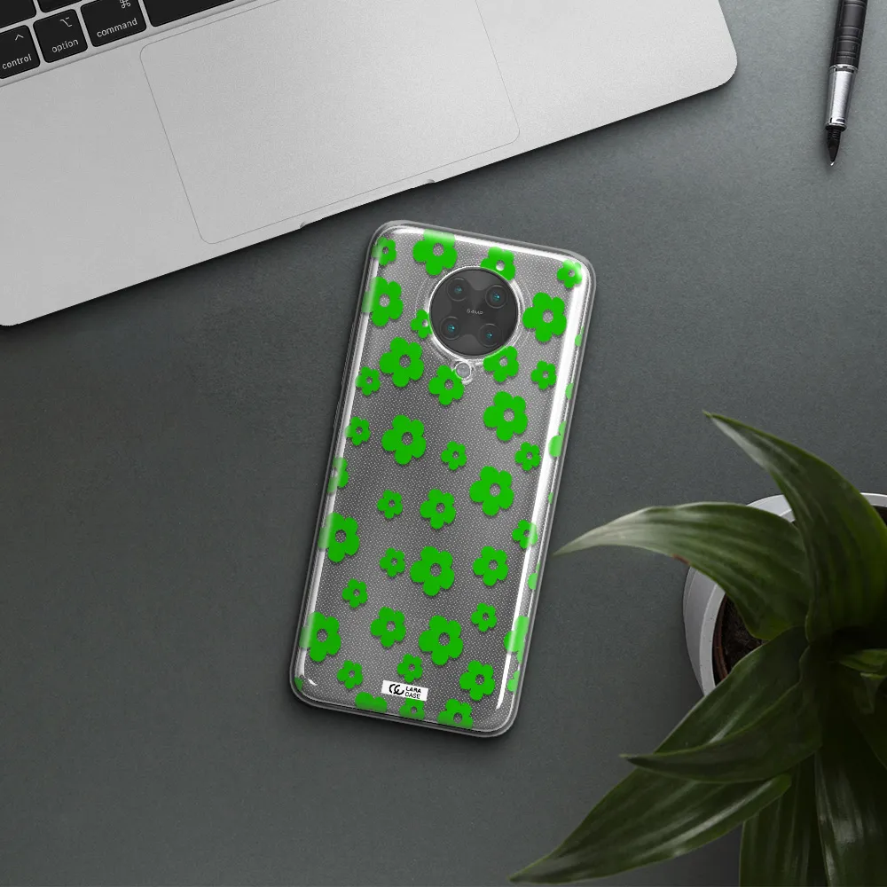 Five Petal Green Flower Xiaomi Poco F2 Pro Clear TPU Case