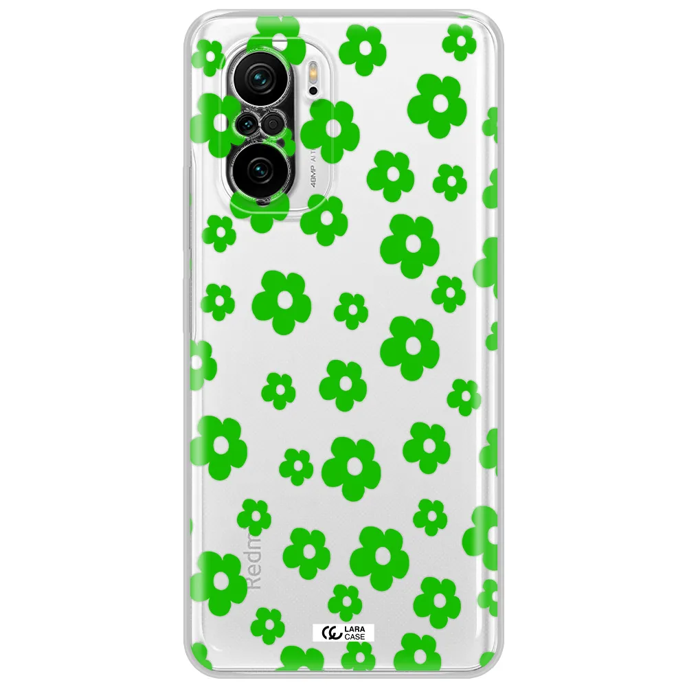 Five Petal Green Flower Xiaomi Poco F3 Clear Tpu Case