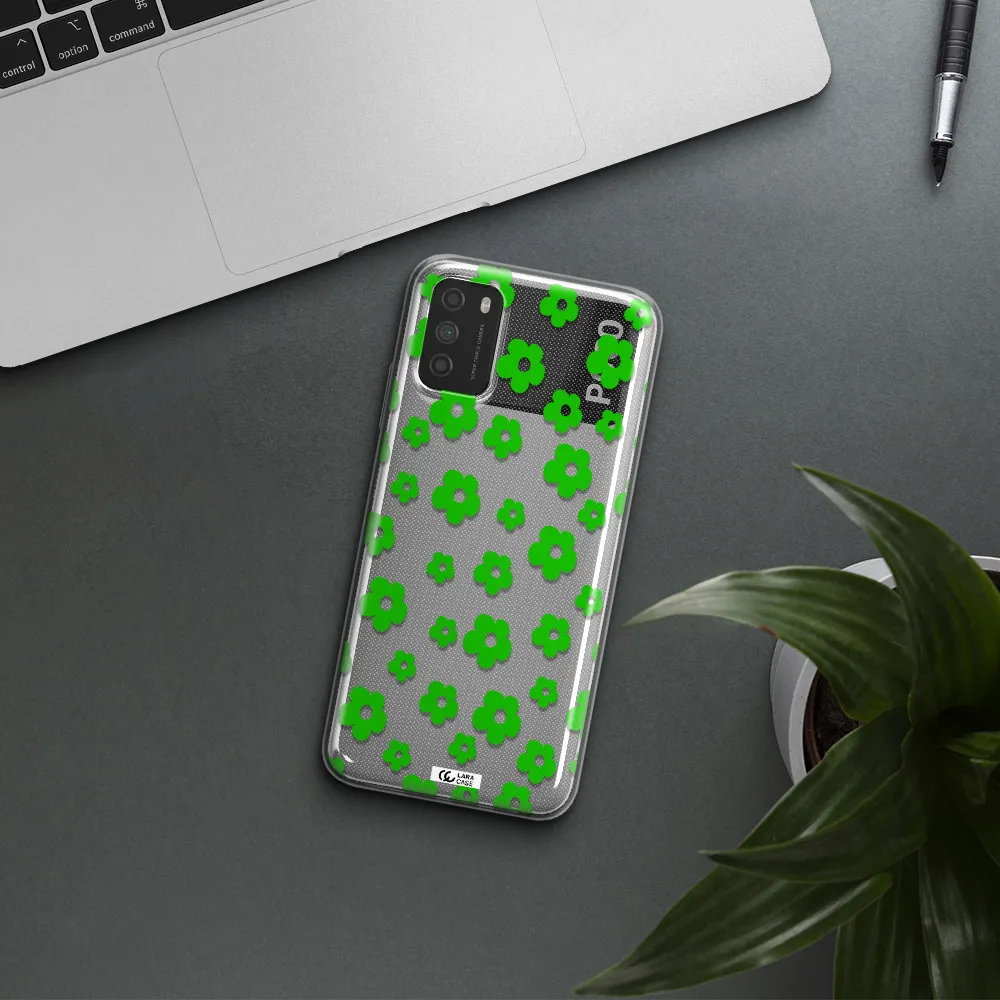 Five Petal Green Flower Xiaomi Poco M3 Clear TPU Case