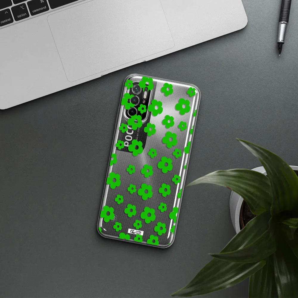 Five Petal Green Flower Xiaomi Poco M4 Pro 5G Clear Tpu Case