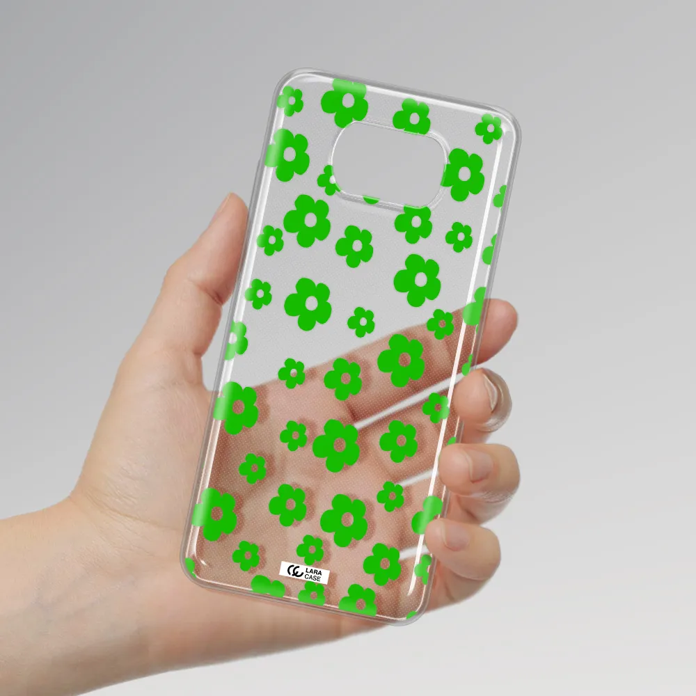 Five Petal Green Flower Xiaomi Poco X3 Clear TPU Case