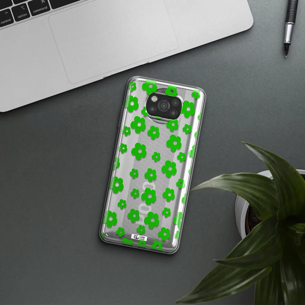 Five Petal Green Flower Xiaomi Poco X3 Clear TPU Case