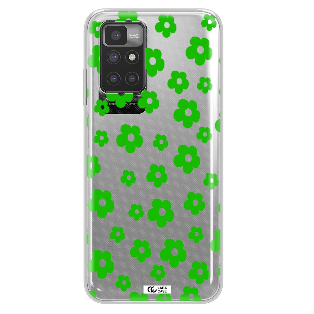 Five Petal Green Flower Xiaomi Redmi 10 Clear TPU Case