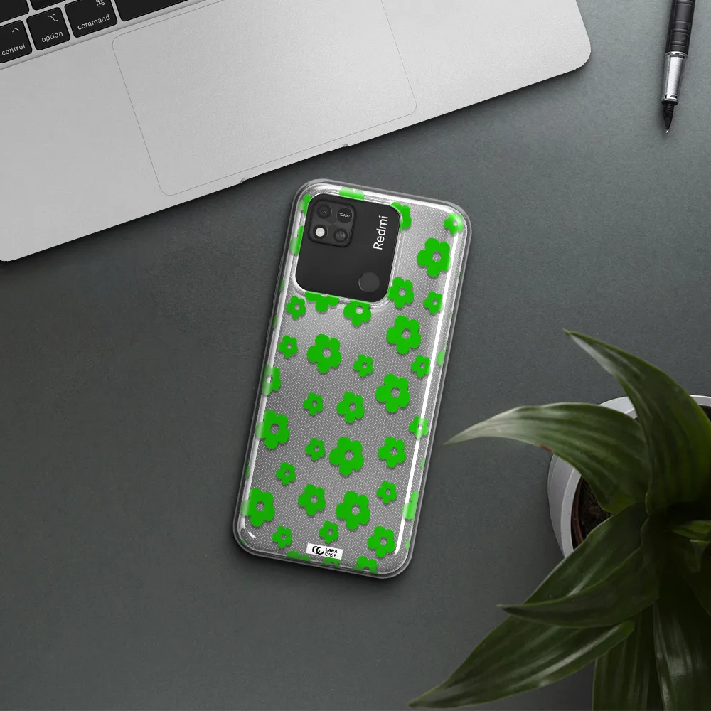 Five Petal Green Flower Xiaomi Redmi 10A Clear TPU Case