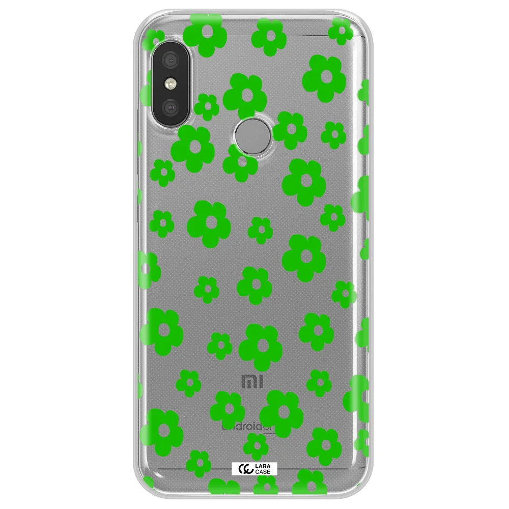 Five Petal Green Flower Xiaomi Redmi 6 Pro Clear TPU Case