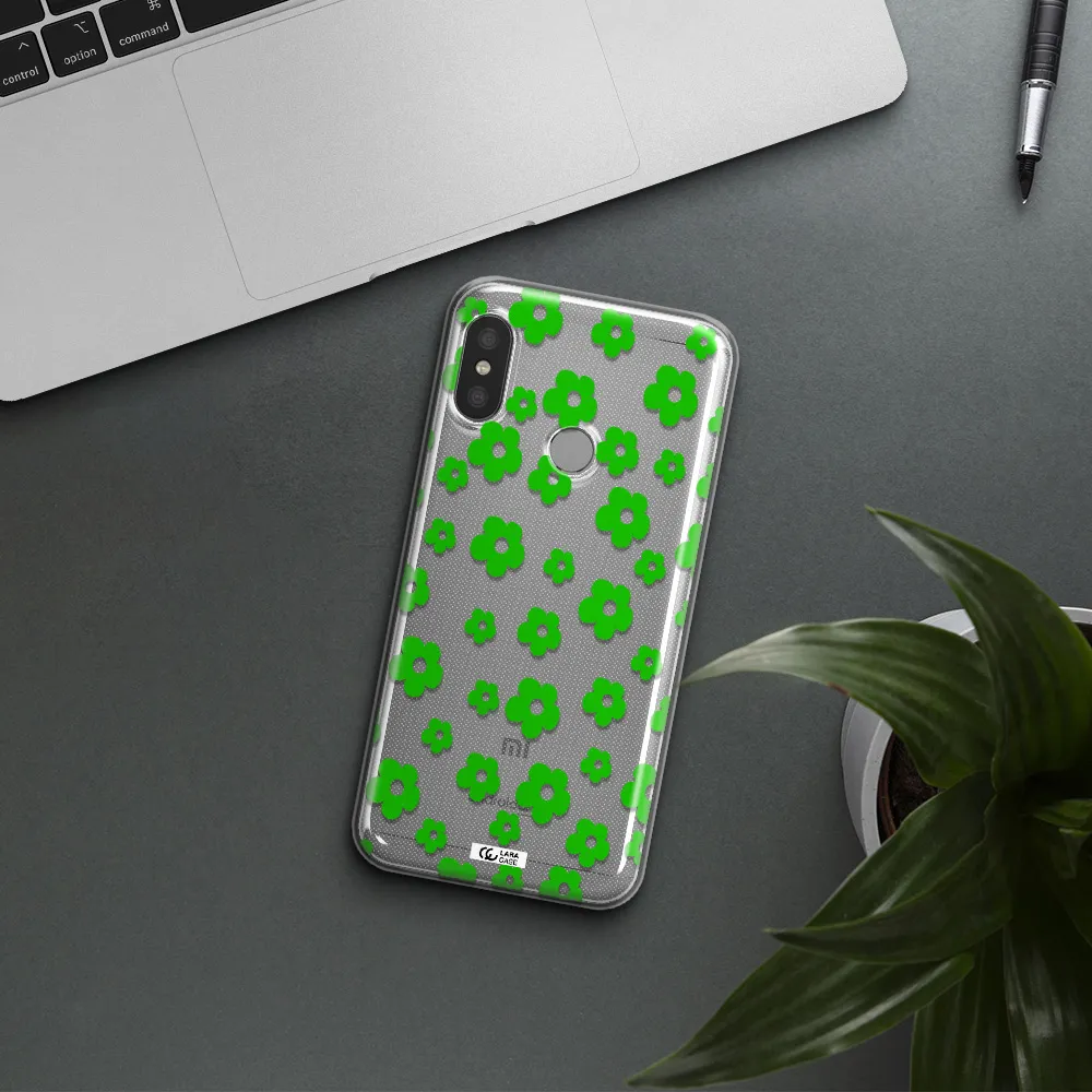 Five Petal Green Flower Xiaomi Redmi 6 Pro Clear TPU Case