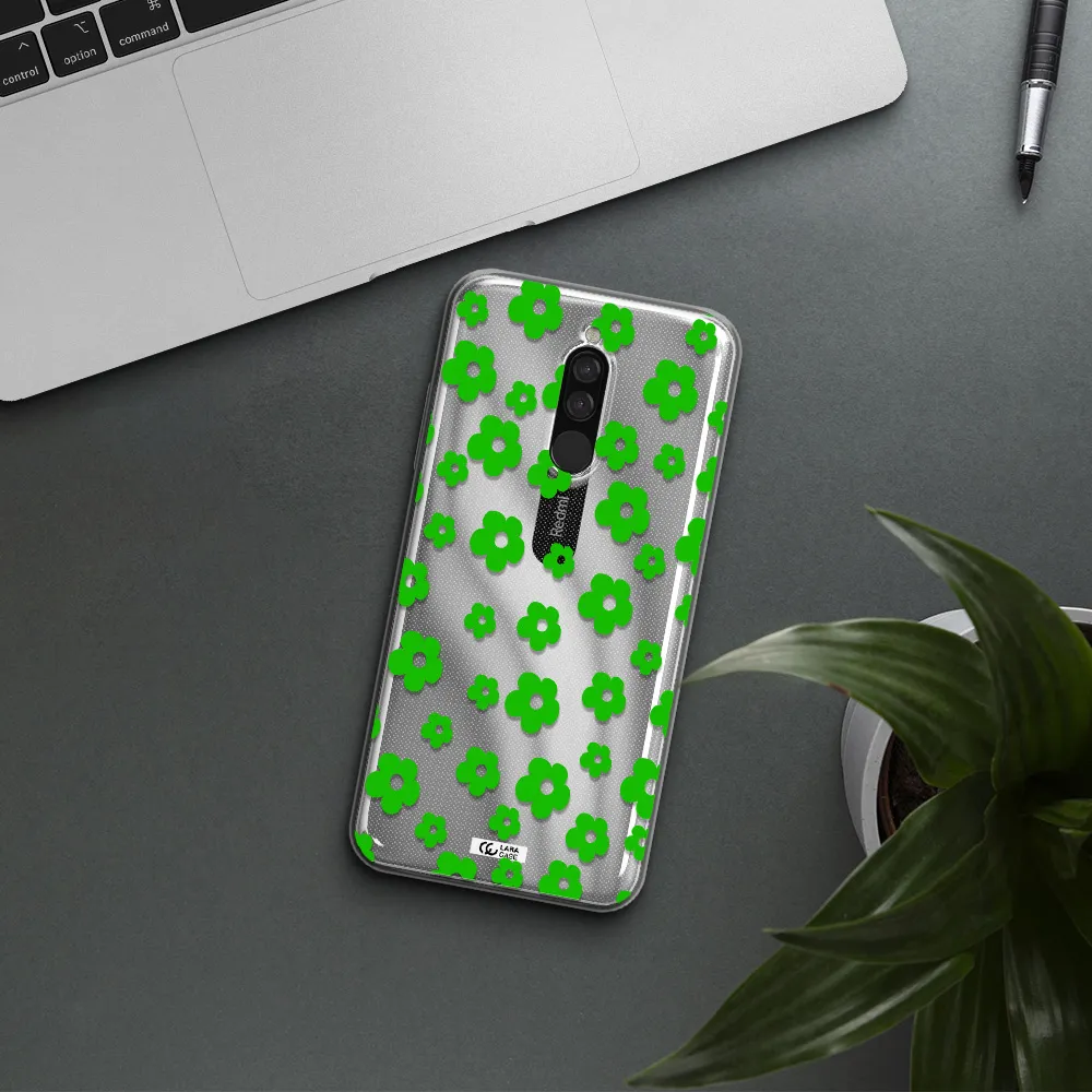 Five Petal Green Flower Xiaomi Redmi 8 Clear Tpu Case