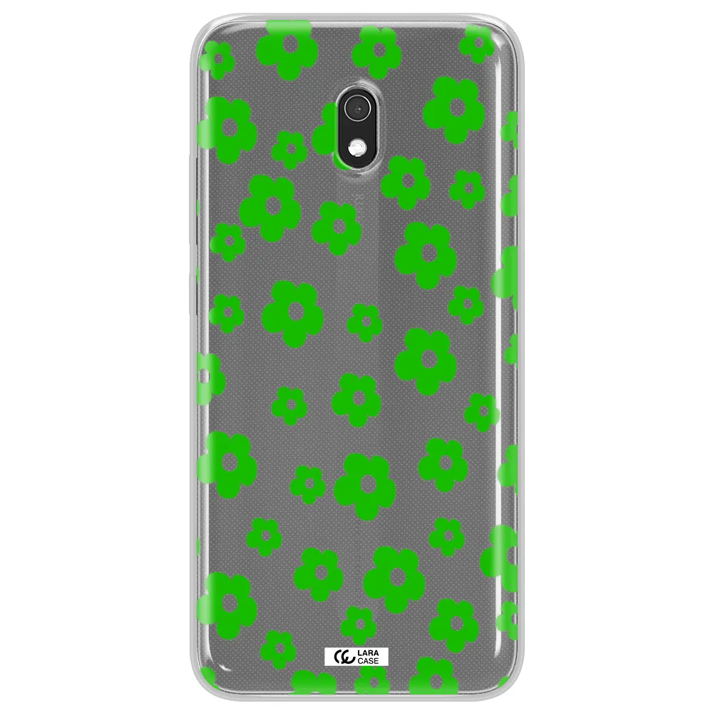 Five Petal Green Flower Xiaomi Redmi 8A Clear TPU Case