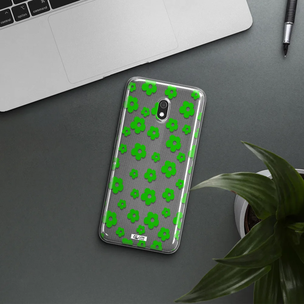 Five Petal Green Flower Xiaomi Redmi 8A Clear TPU Case