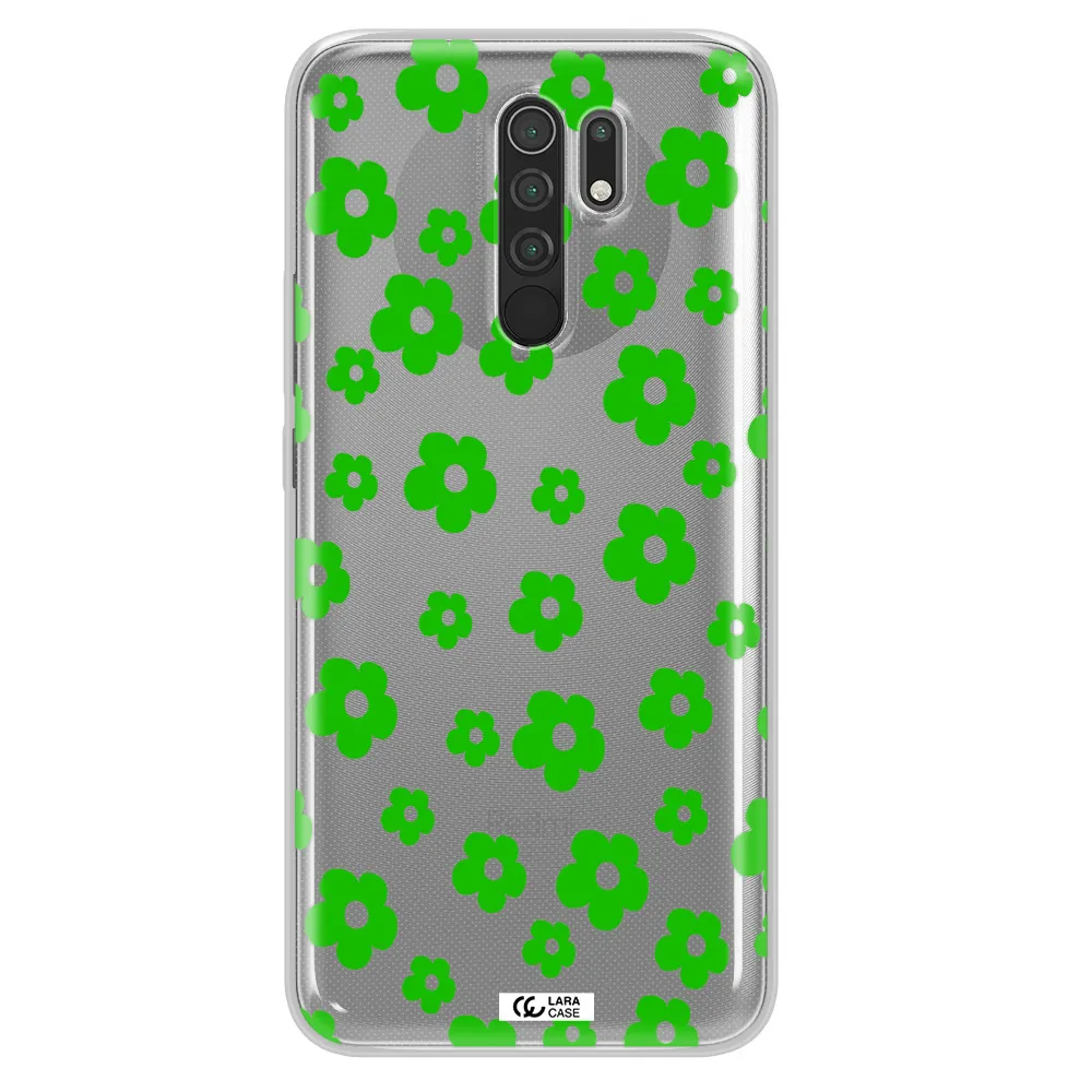Five Petal Green Flower Xiaomi Redmi 9 Clear TPU Case