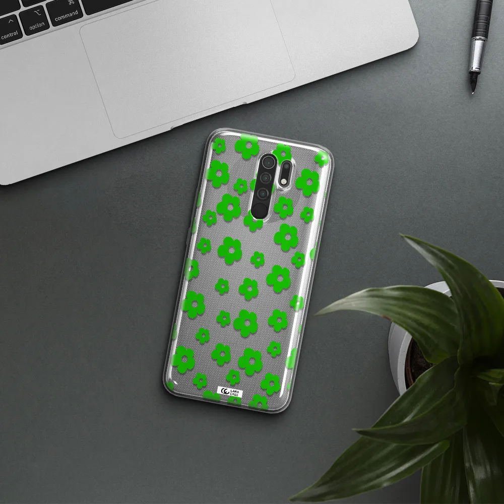 Five Petal Green Flower Xiaomi Redmi 9 Clear TPU Case