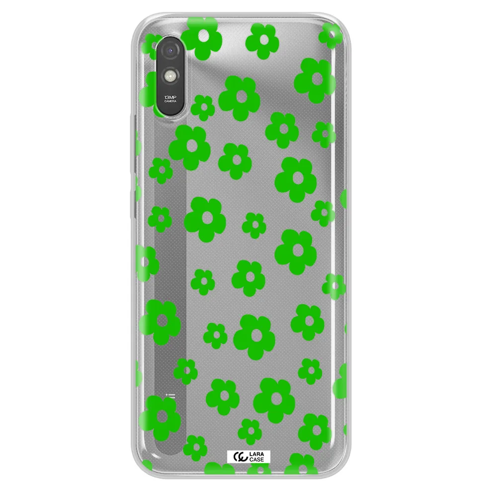 Five Petal Green Flower Xiaomi Redmi 9A Clear TPU Case