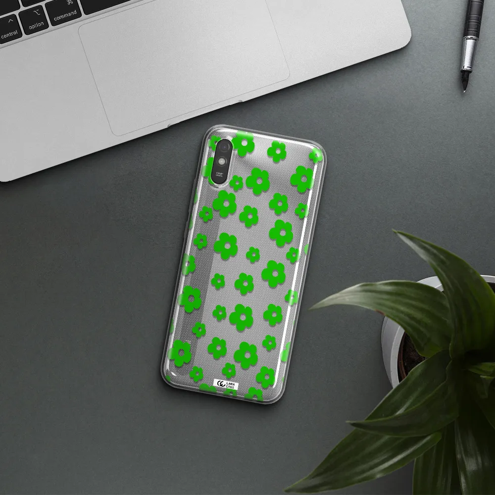 Five Petal Green Flower Xiaomi Redmi 9A Clear TPU Case