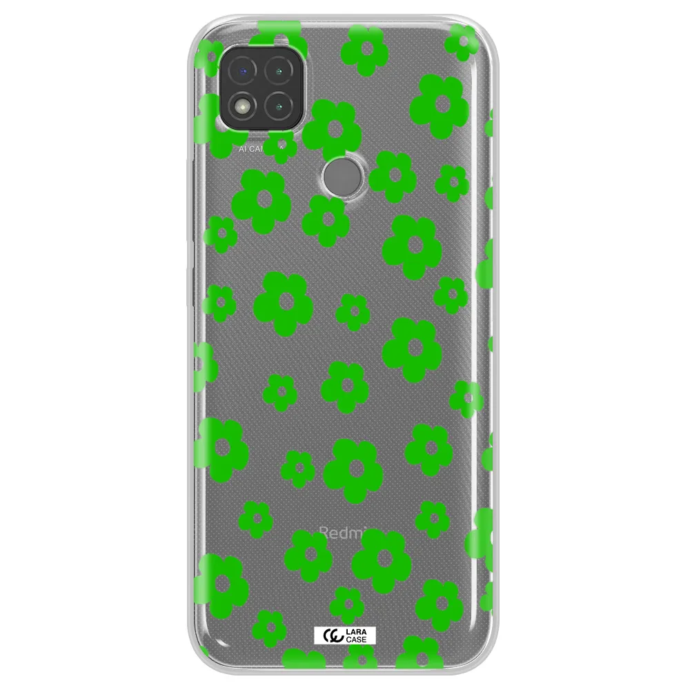 Five Petal Green Flower Xiaomi Redmi 9C Clear TPU Case