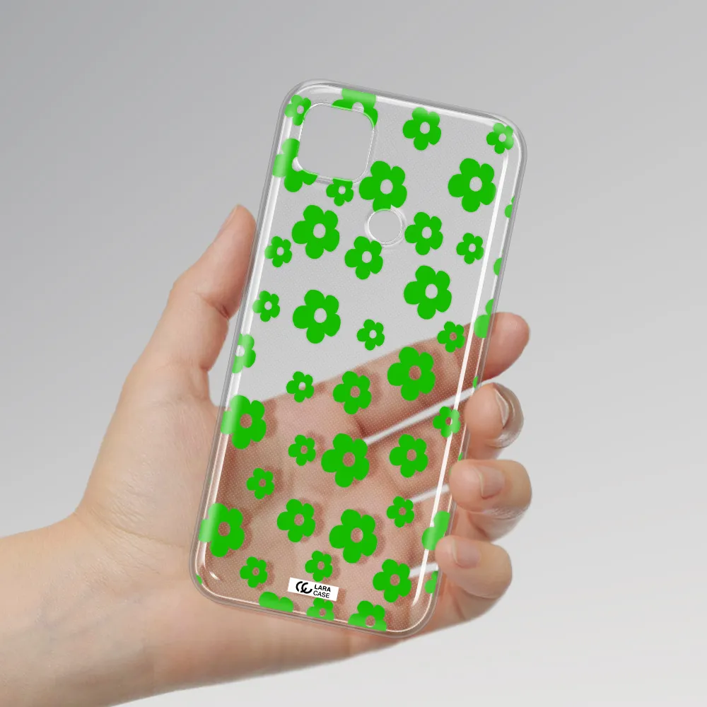 Five Petal Green Flower Xiaomi Redmi 9C Clear TPU Case